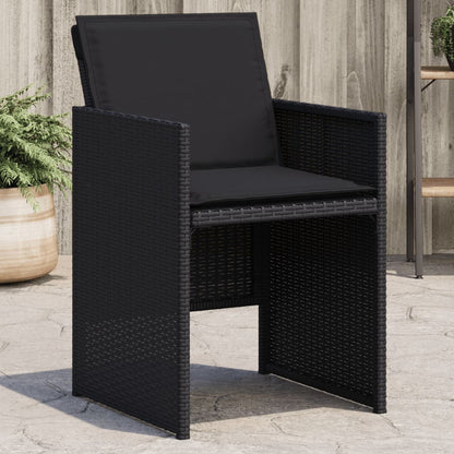 Gartenstühle mit Kissen 4 Stk. Schwarz Poly Rattan