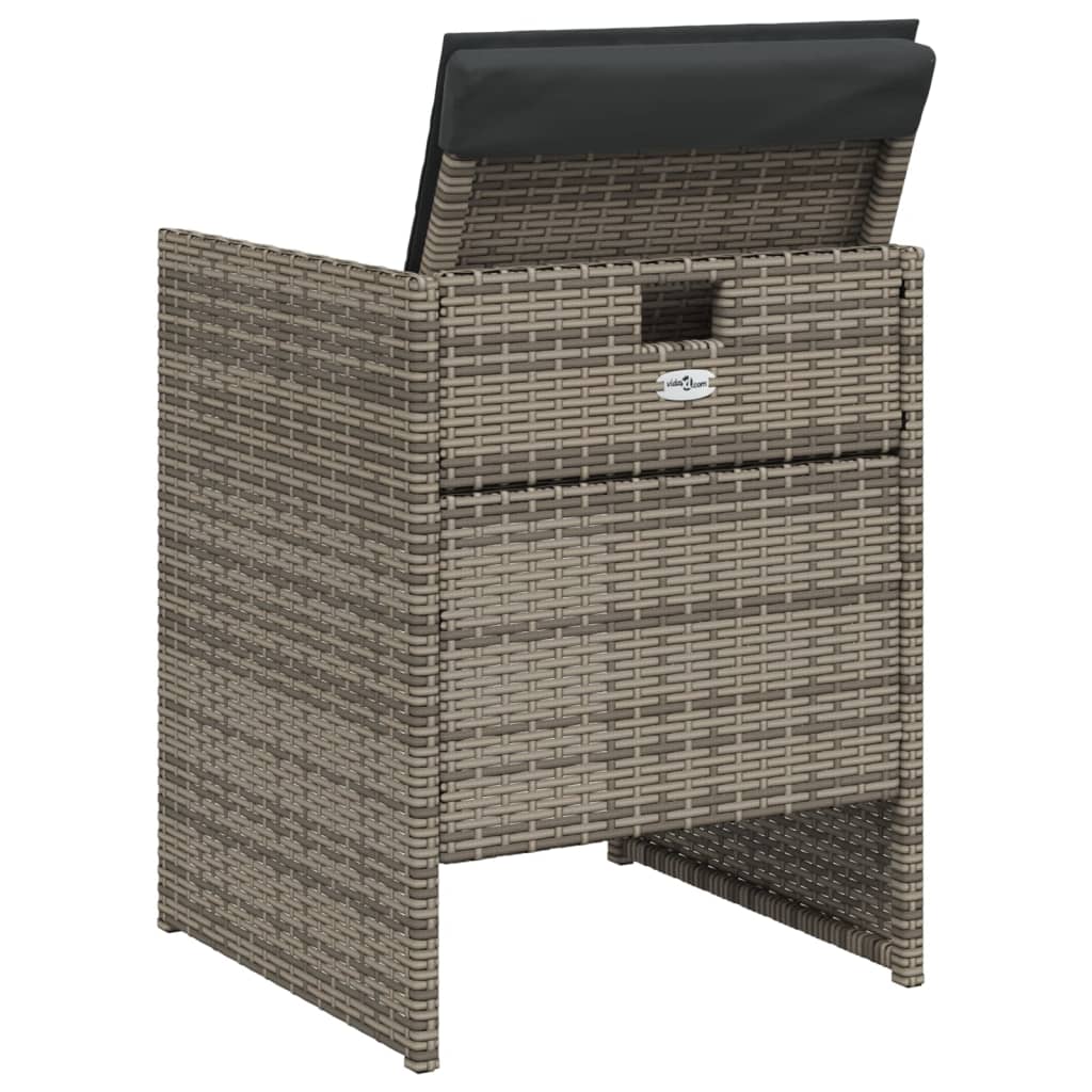 Gartenstühle mit Kissen 4 Stk. Grau Poly Rattan