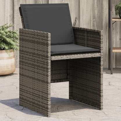 Gartenstühle mit Kissen 4 Stk. Grau Poly Rattan