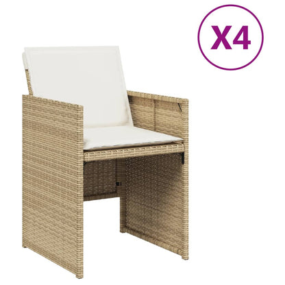 Gartenstühle mit Kissen 4 Stk. Beige Poly Rattan