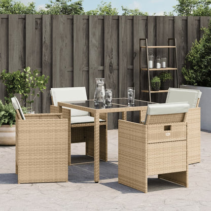 Gartenstühle mit Kissen 4 Stk. Beige Poly Rattan