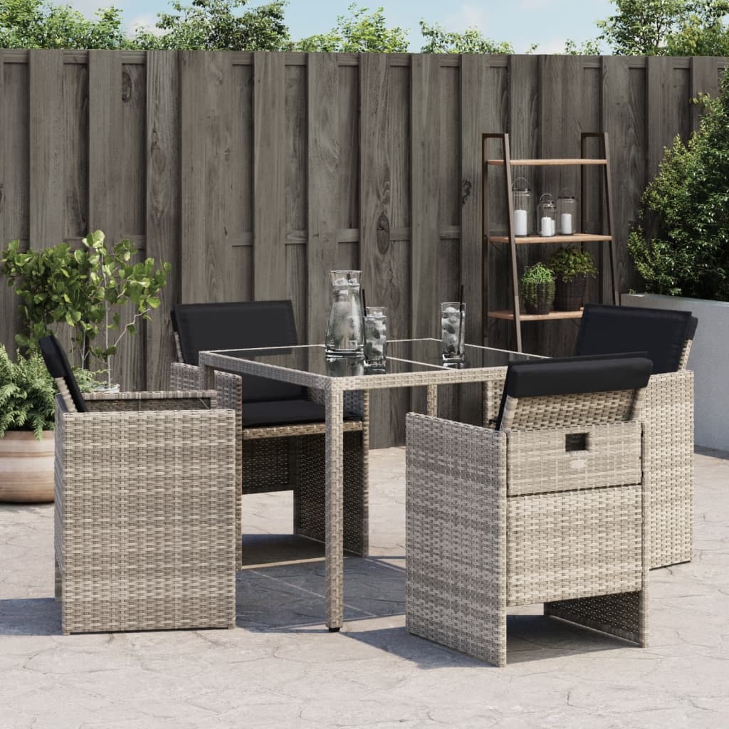 Gartenstühle mit Kissen 4 Stk. Hellgrau Poly Rattan