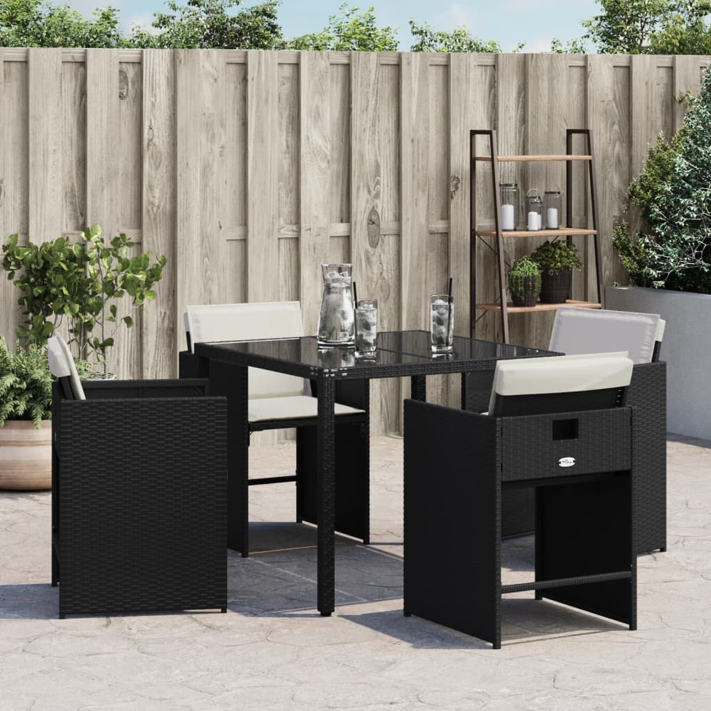 Gartenstühle mit Kissen 4 Stk. Schwarz Poly Rattan