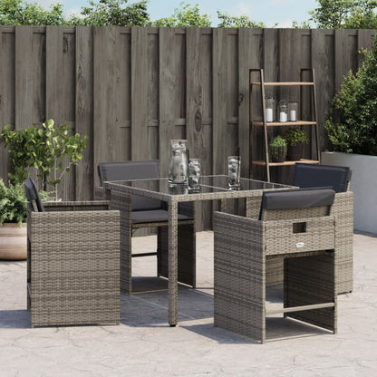 Gartenstühle mit Kissen 4 Stk. Grau Poly Rattan