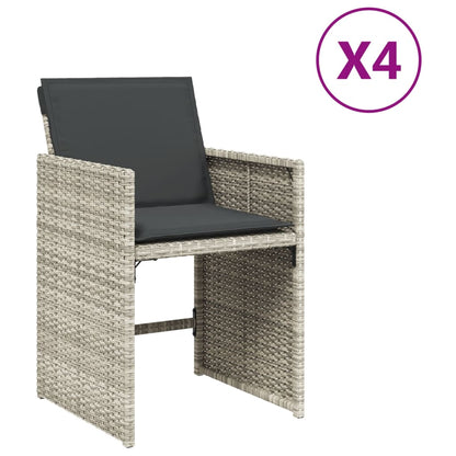 Gartenstühle mit Kissen 4 Stk. Hellgrau Poly Rattan