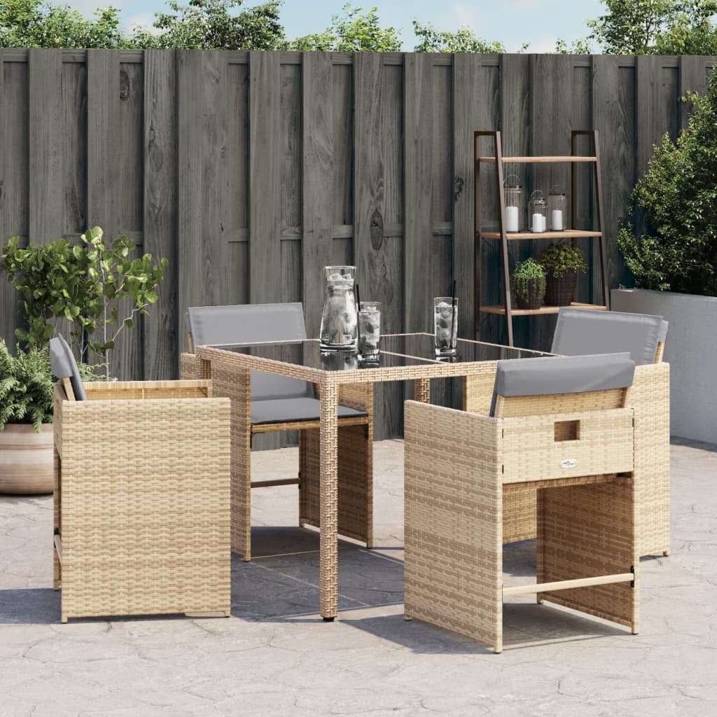 Gartenstühle mit Kissen 4 Stk. Beigemischung Poly Rattan