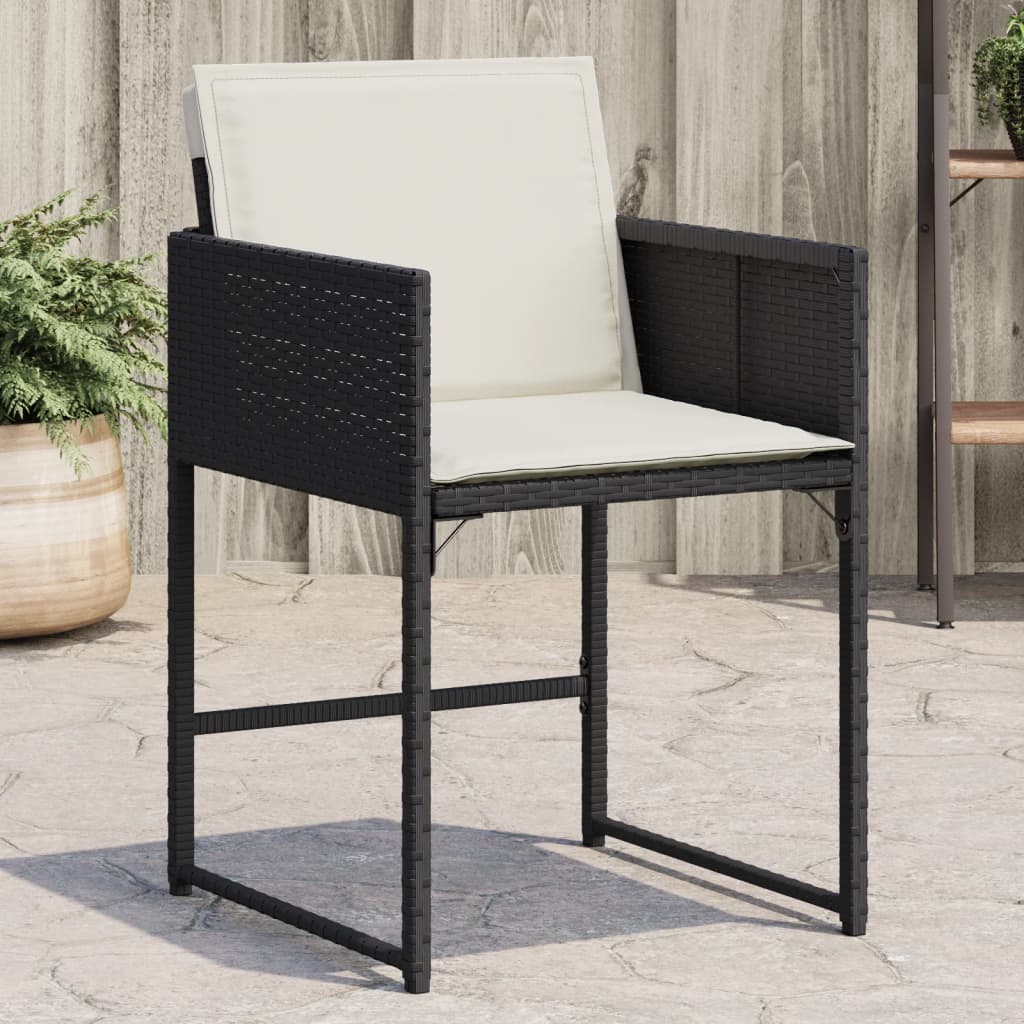 Gartenstühle mit Kissen 4 Stk. Schwarz Poly Rattan