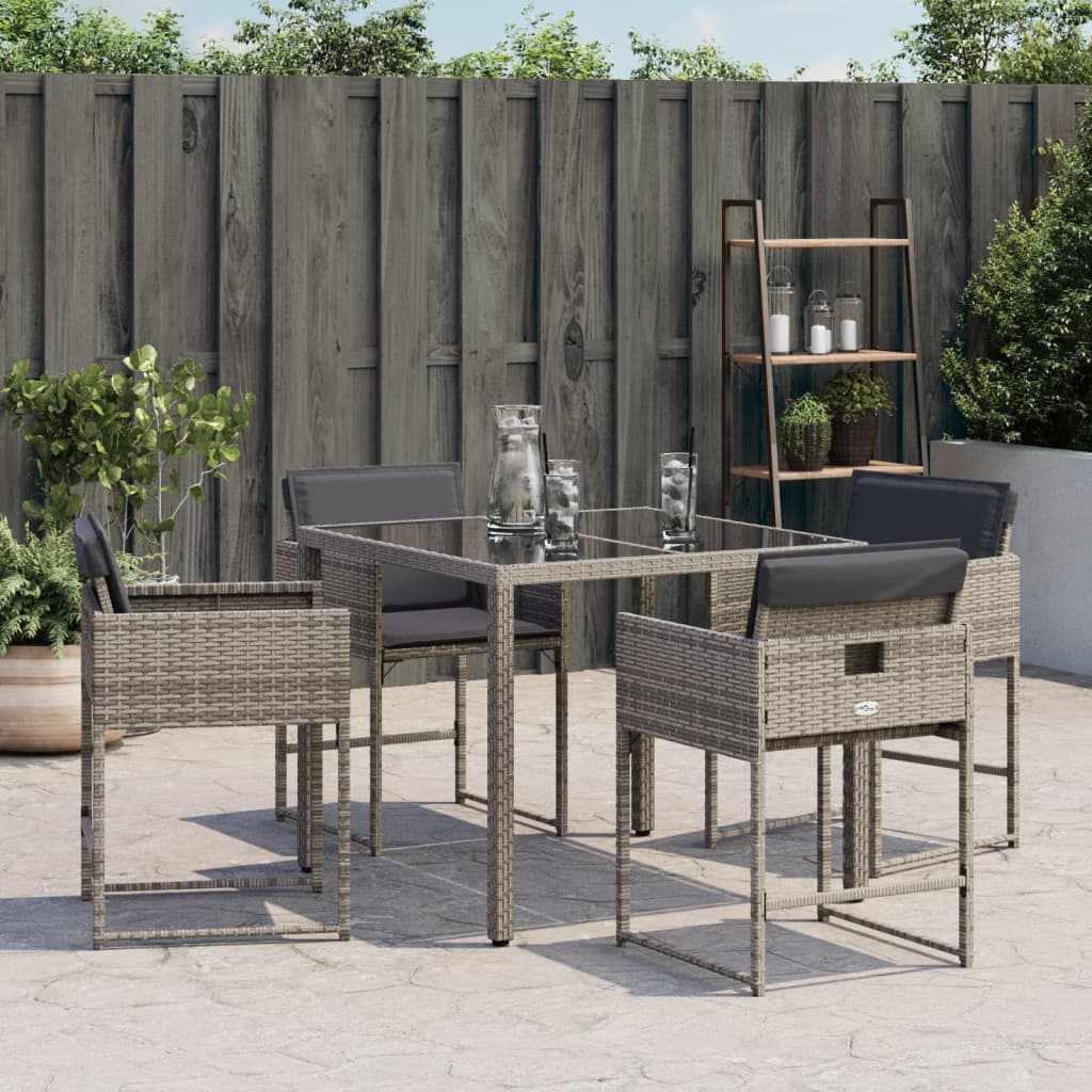 Gartenstühle mit Kissen 4 Stk. Grau Poly Rattan