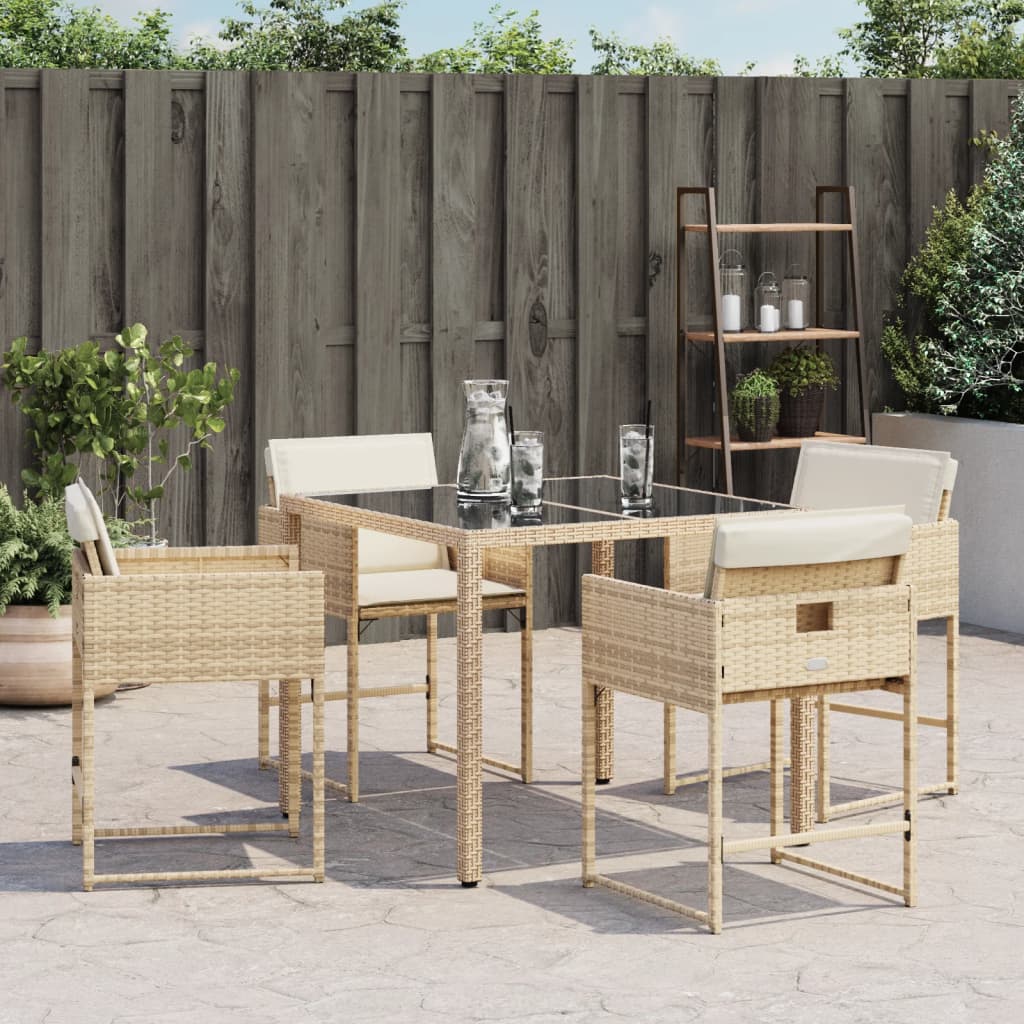 Gartenstühle mit Kissen 4 Stk. Beige Poly Rattan