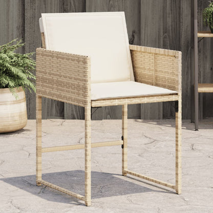 Gartenstühle mit Kissen 4 Stk. Beige Poly Rattan