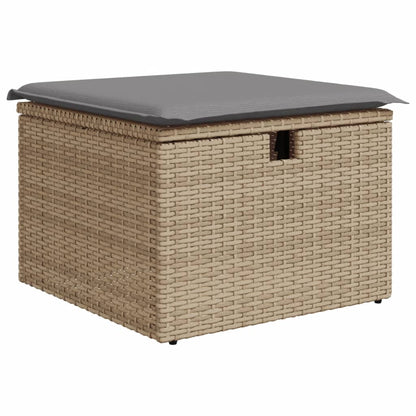 11-tlg. Garten-Sofagarnitur mit Kissen Beige Poly Rattan