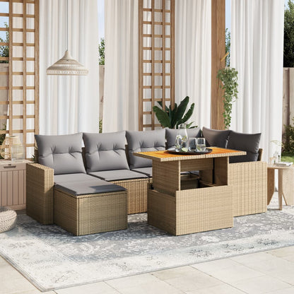 11-tlg. Garten-Sofagarnitur mit Kissen Grau Poly Rattan