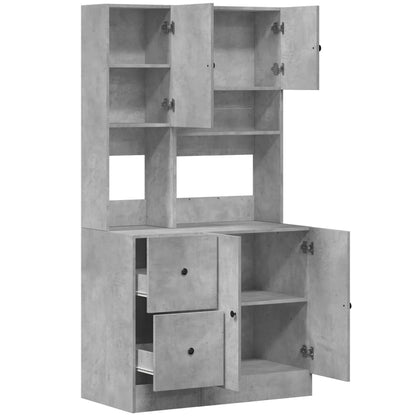 Küchenschrank Betongrau 95x50x180 cm Holzwerkstoff