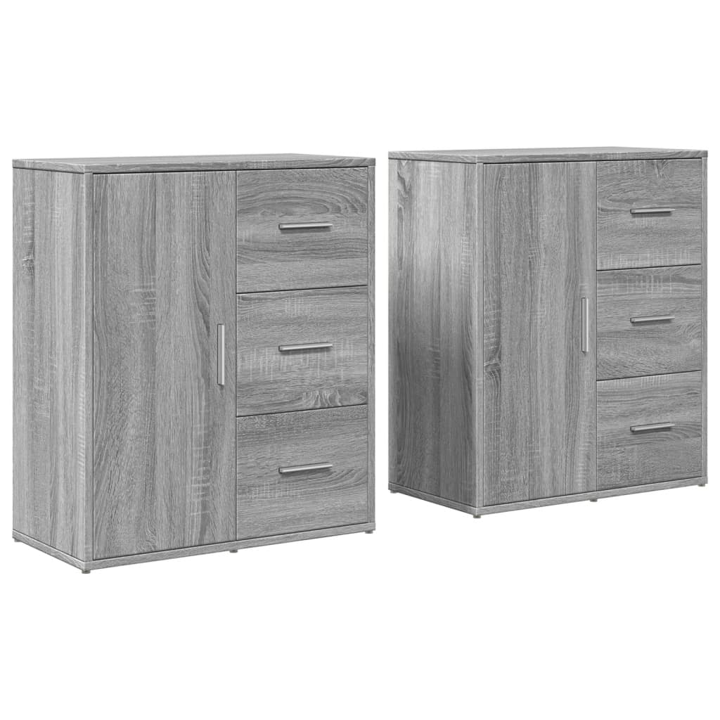 Sideboards 2 Stk. Grau Sonoma-Eiche 60x31x70 cm Holzwerkstoff