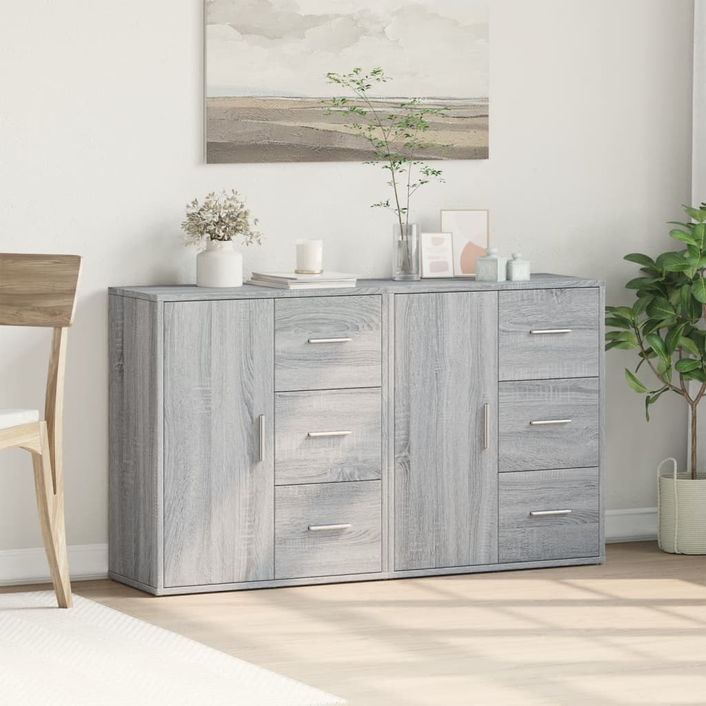 Sideboards 2 Stk. Grau Sonoma-Eiche 60x31x70 cm Holzwerkstoff