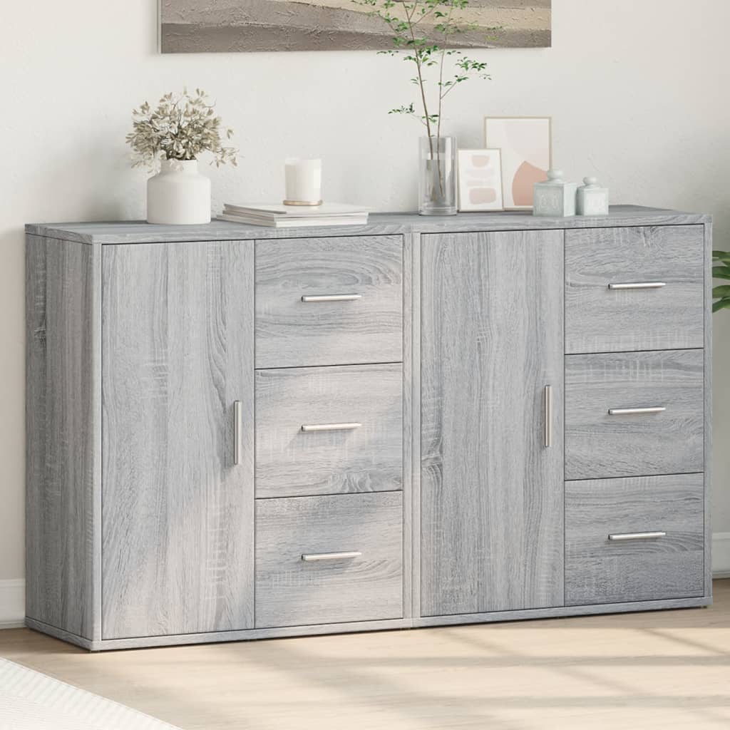 Sideboards 2 Stk. Grau Sonoma-Eiche 60x31x70 cm Holzwerkstoff