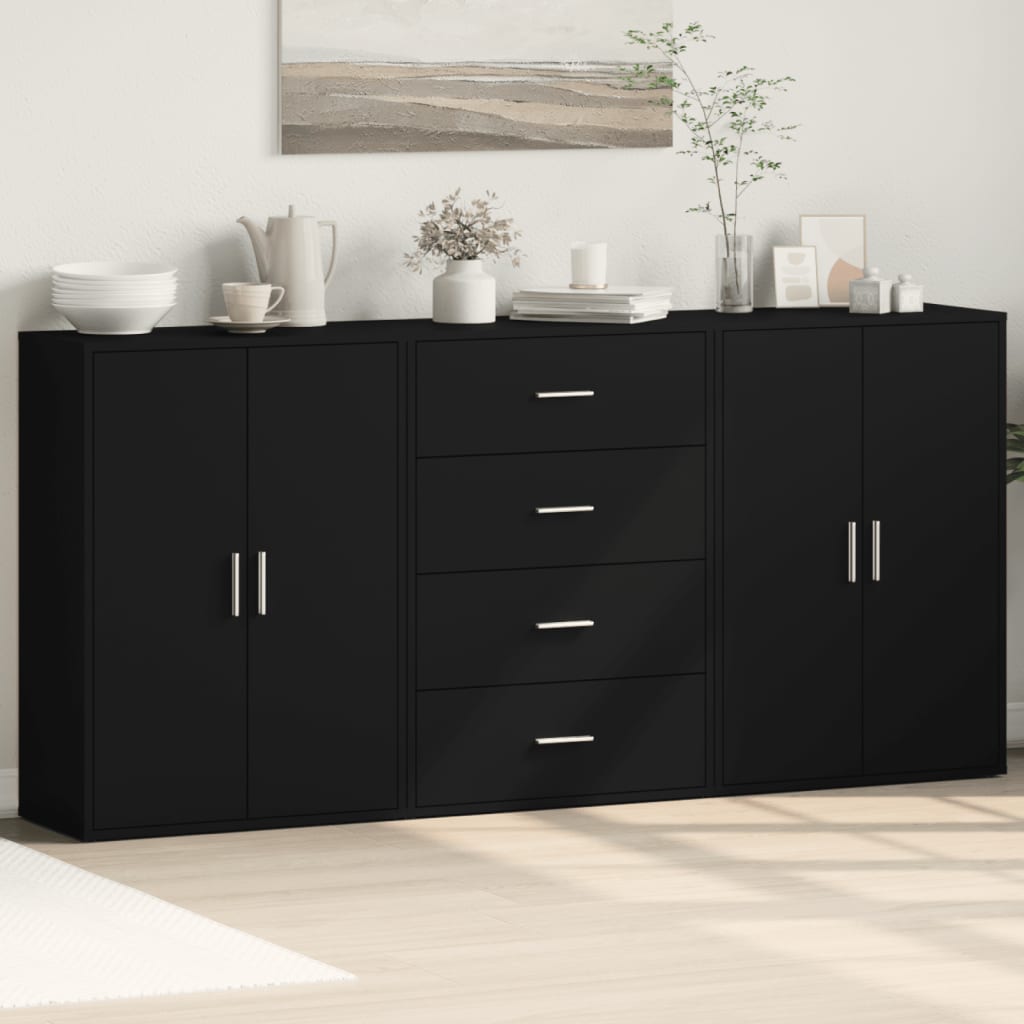 Sideboards 3 Stk. Schwarz 60x31x84 cm Holzwerkstoff