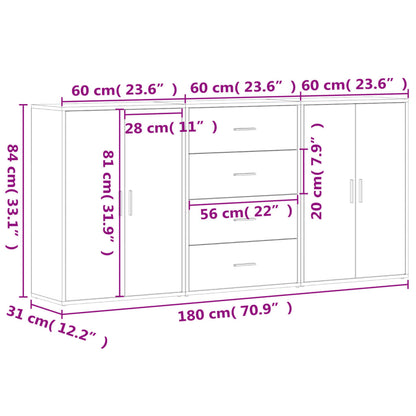 Sideboards 3 Stk. Betongrau 60x31x84 cm Holzwerkstoff