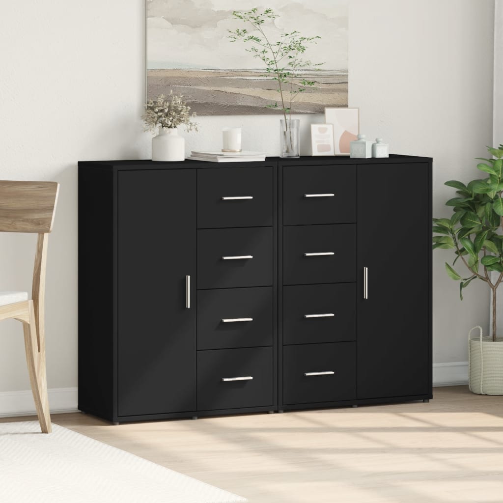 Sideboards 2 Stk. Schwarz 60x31x84 cm Holzwerkstoff