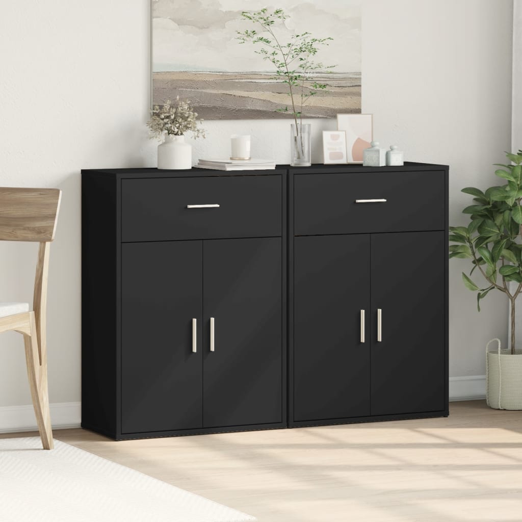 Sideboards 2 Stk. Schwarz 60x30x84 cm Holzwerkstoff