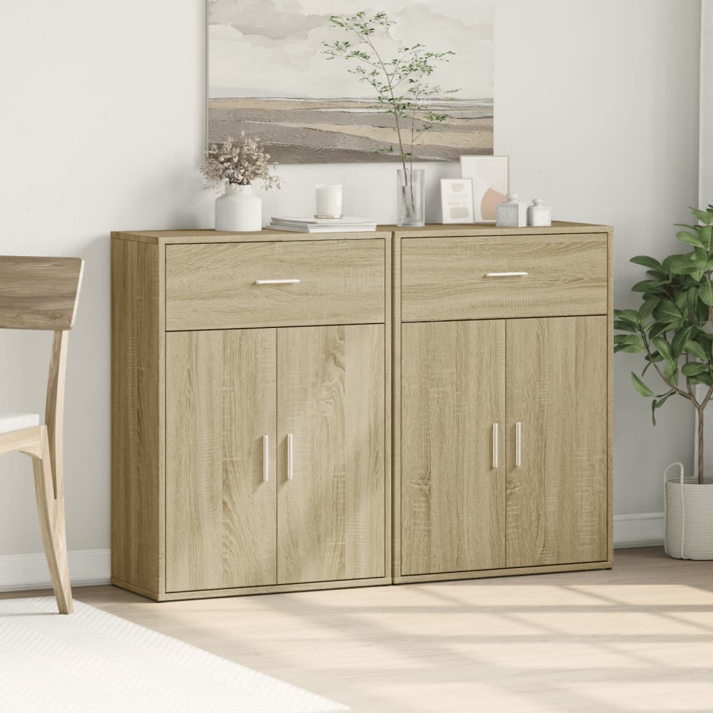 Sideboards 2 Stk. Sonoma-Eiche 60x30x84 cm Holzwerkstoff