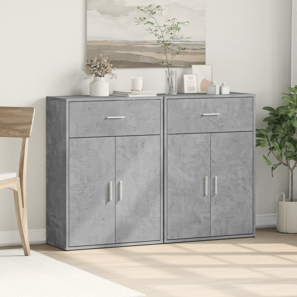 Sideboards 2 Stk. Betongrau 60x30x84 cm Holzwerkstoff