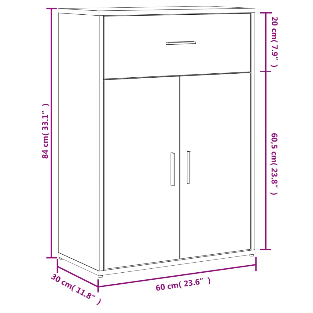 Sideboards 2 Stk. Betongrau 60x30x84 cm Holzwerkstoff