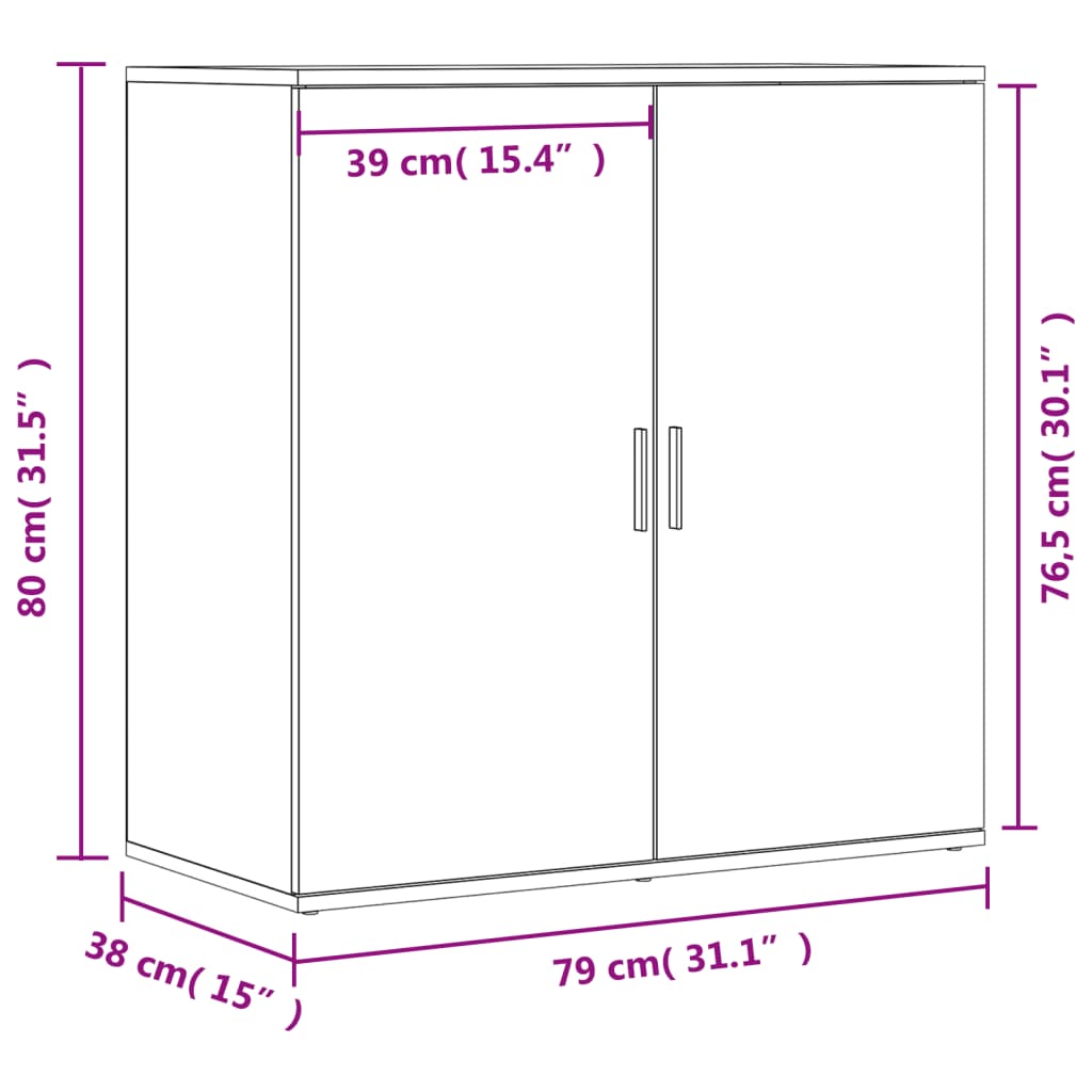 Sideboards 2 Stk. Sonoma-Eiche 79x38x80 cm Holzwerkstoff