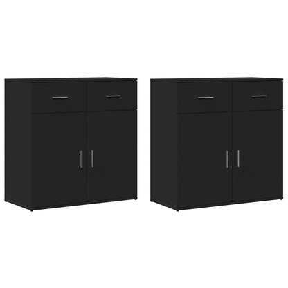 Sideboards 2 Stk. Schwarz 79x38x80 cm Holzwerkstoff