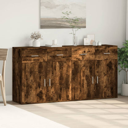 Sideboards 2 Stk. Räuchereiche 79x38x80 cm Holzwerkstoff