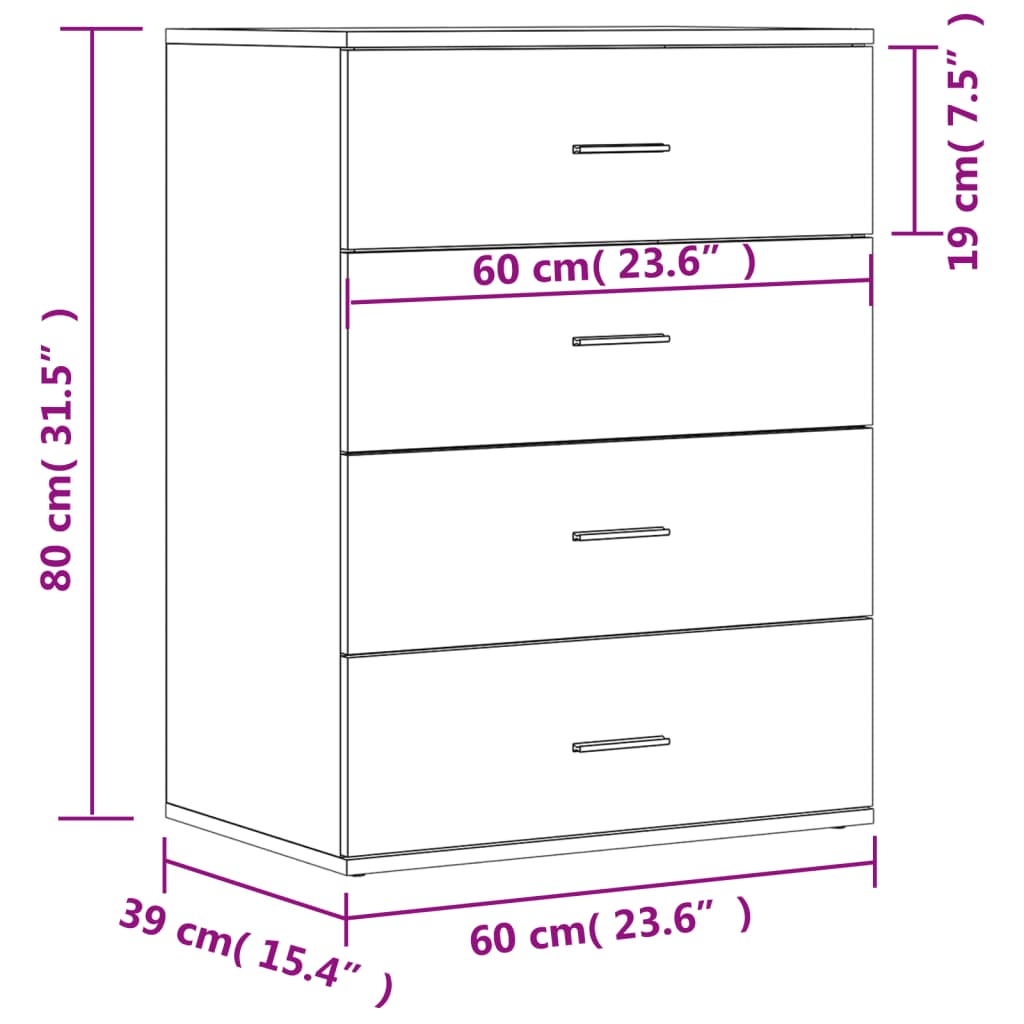 Sideboards 2 Stk. Schwarz 60x39x80 cm Holzwerkstoff