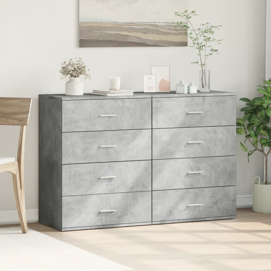 Sideboards 2 Stk. Betongrau 60x39x80 cm Holzwerkstoff