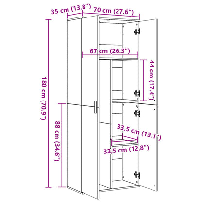 Highboard Betongrau 70x35x180 cm Holzwerkstoff