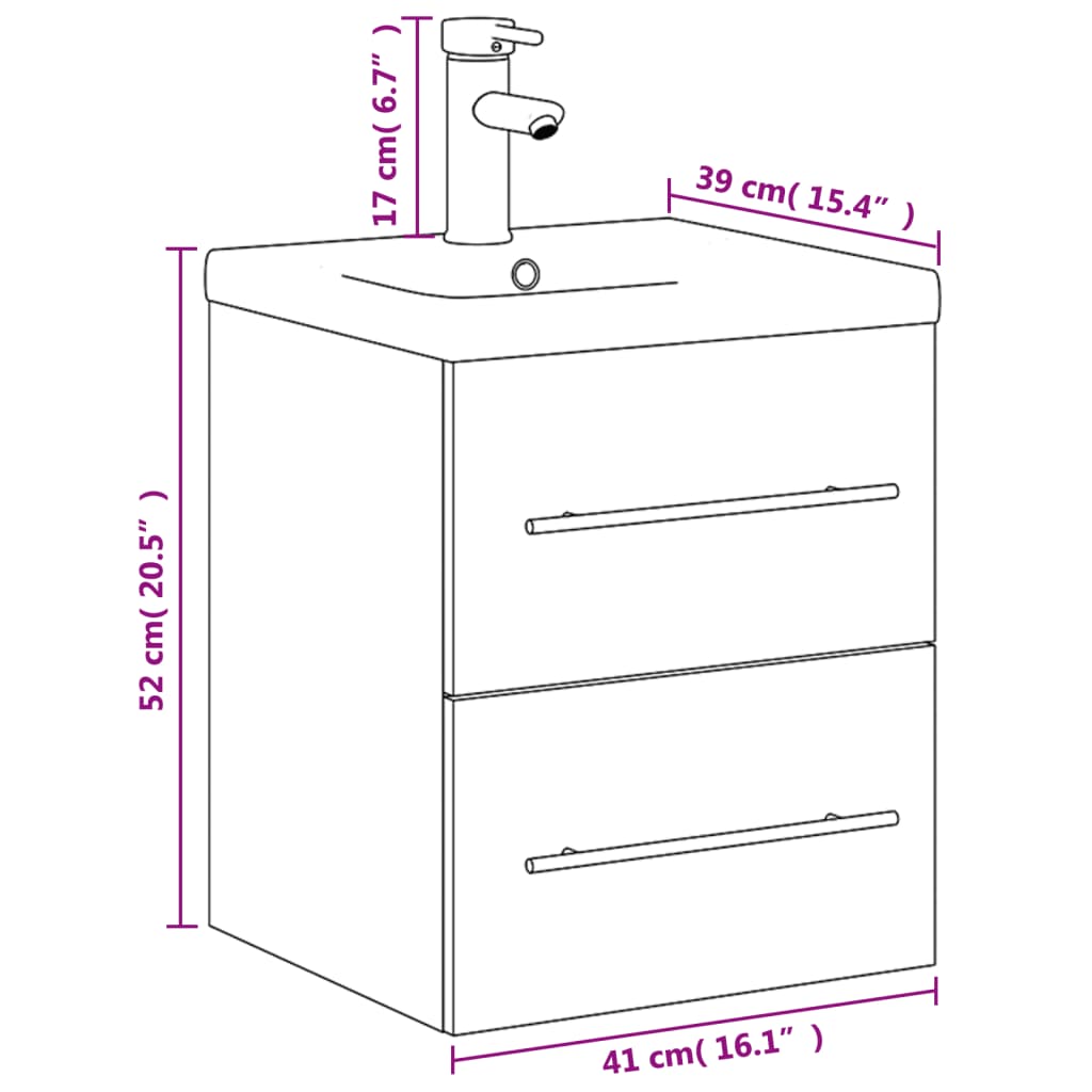 Waschbeckenunterschrank mit Einbaubecken Weiß