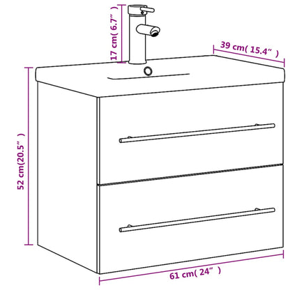 Waschbeckenunterschrank mit Einbaubecken Weiß