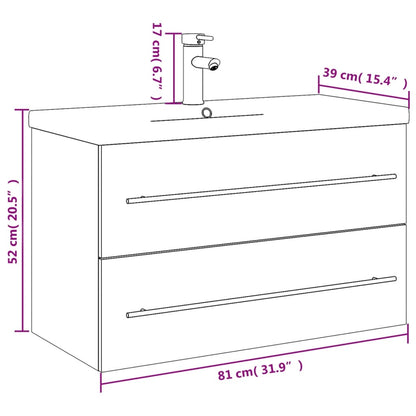 Waschbeckenunterschrank mit Einbaubecken Schwarz