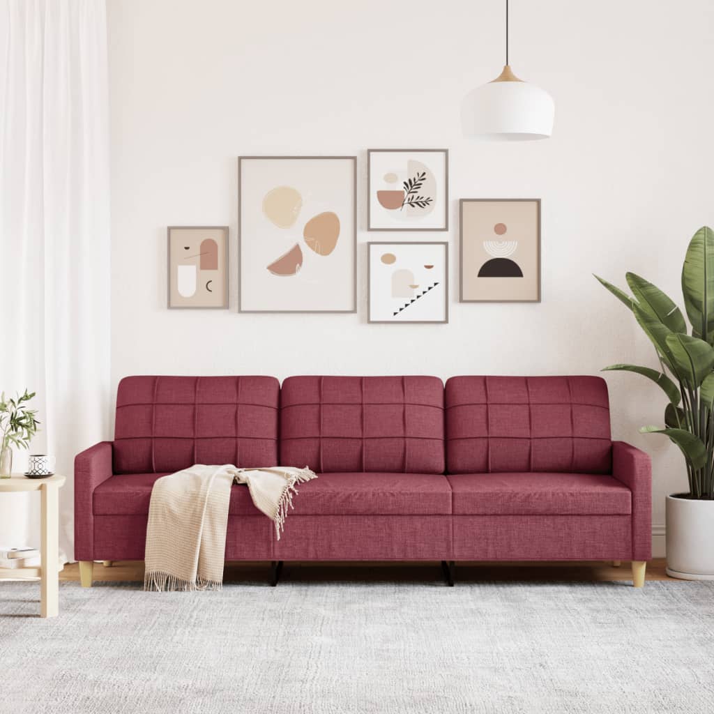 3-Sitzer-Sofa Weinrot 210 cm Stoff