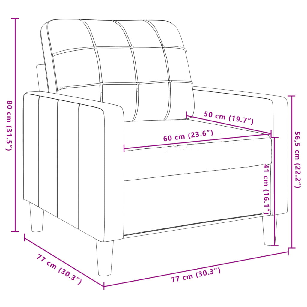 Sessel Dunkelgrau 60 cm Samt