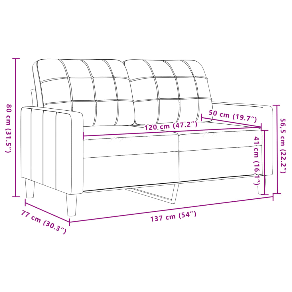 2-Sitzer-Sofa Schwarz 120 cm Samt