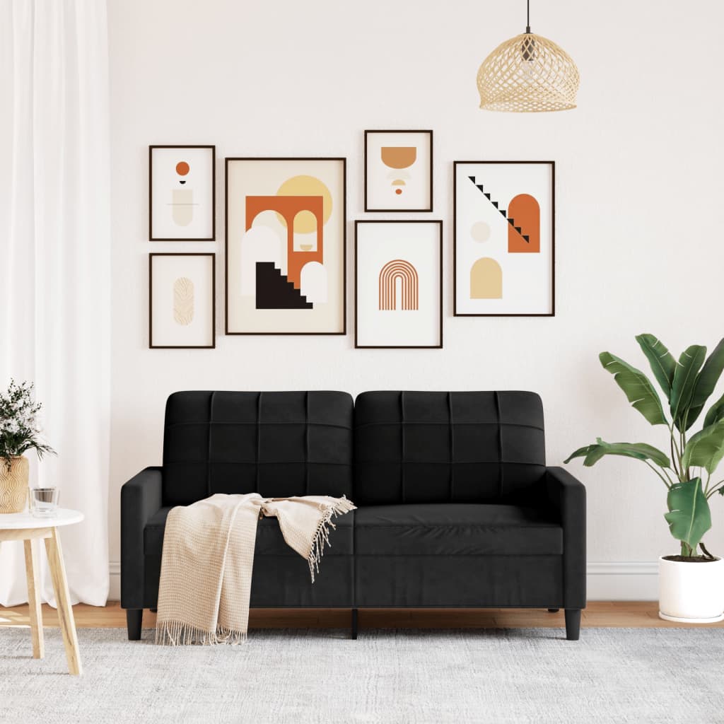 2-Sitzer-Sofa Schwarz 140 cm Samt