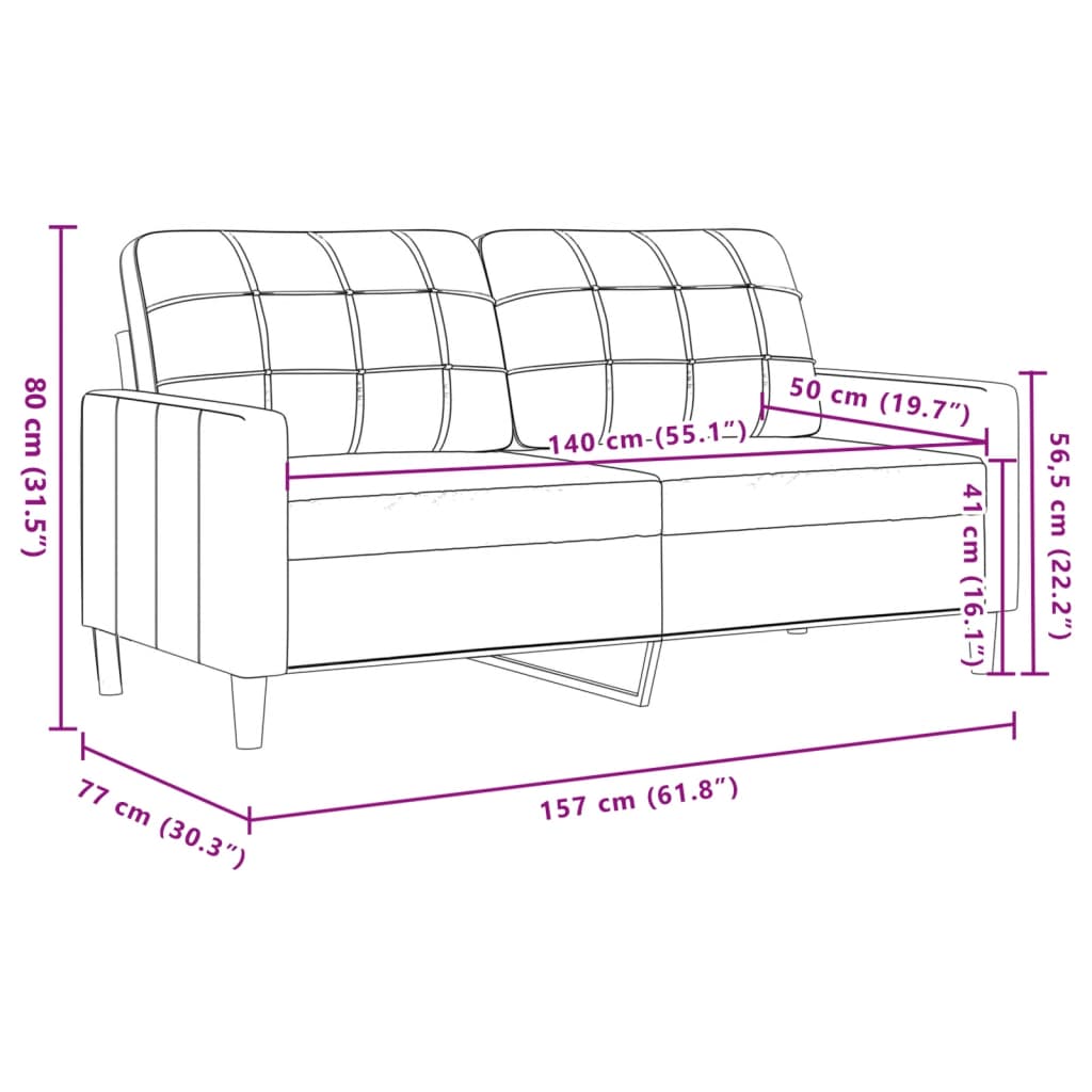 2-Sitzer-Sofa Gelb 140 cm Samt