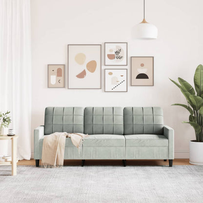 3-Sitzer-Sofa Hellgrau 180 cm Samt