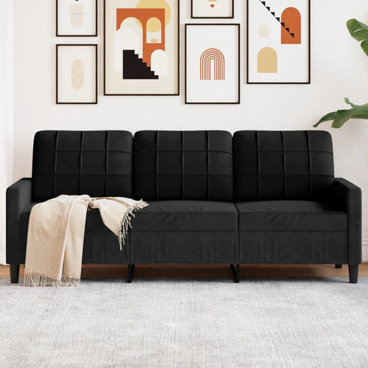 3-Sitzer-Sofa Schwarz 180 cm Samt