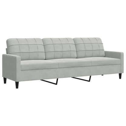 3-Sitzer-Sofa Hellgrau 210 cm Samt