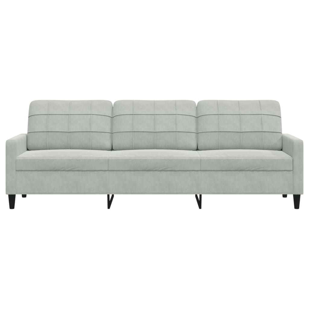 3-Sitzer-Sofa Hellgrau 210 cm Samt