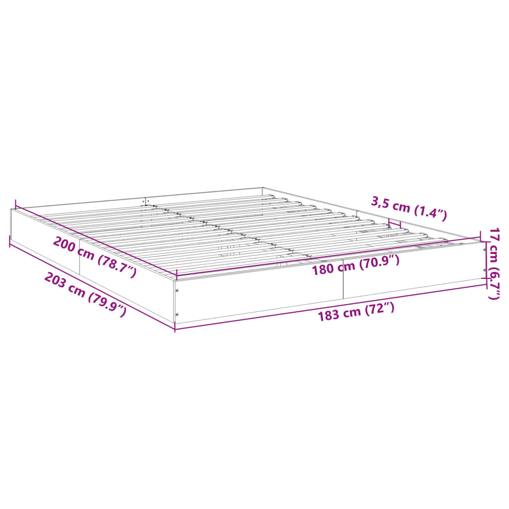 Bettgestell Sonoma-Eiche 180x200 cm Holzwerkstoff