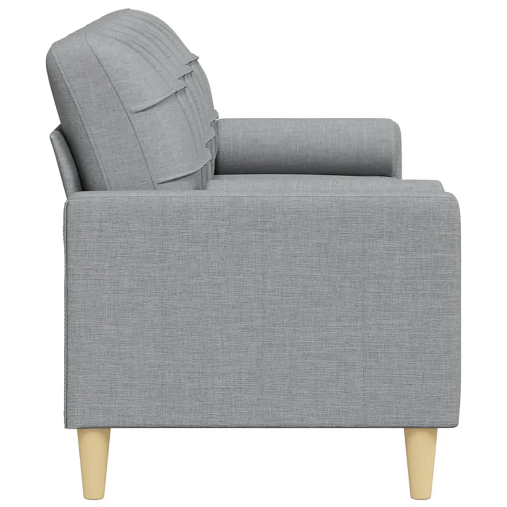 Sofa 3-Sitzer mit Zierkissen Hellgrau 210 cm Stoff