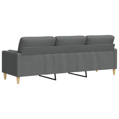 Sofa 3-Sitzer mit Zierkissen Dunkelgrau 210 cm Stoff