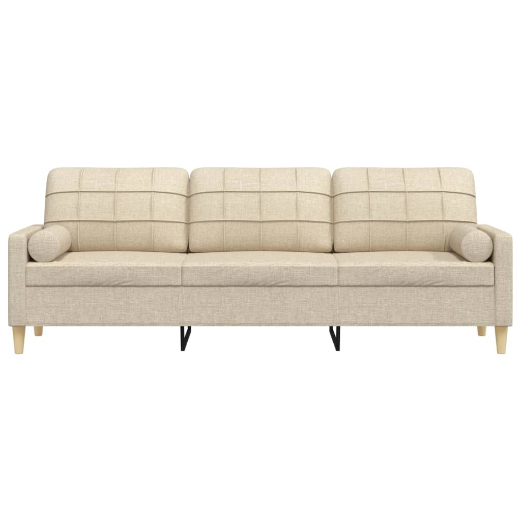 Sofa 3-Sitzer mit Zierkissen Creme 210 cm Stoff