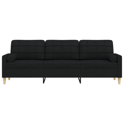 Sofa 3-Sitzer mit Zierkissen Schwarz 210 cm Stoff